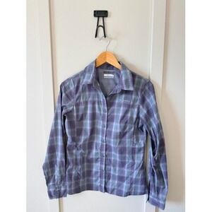 Columbia Omni-Shade Womens Small Purple Plaid Long Sleeve‎ Hiking Shirt RN69724